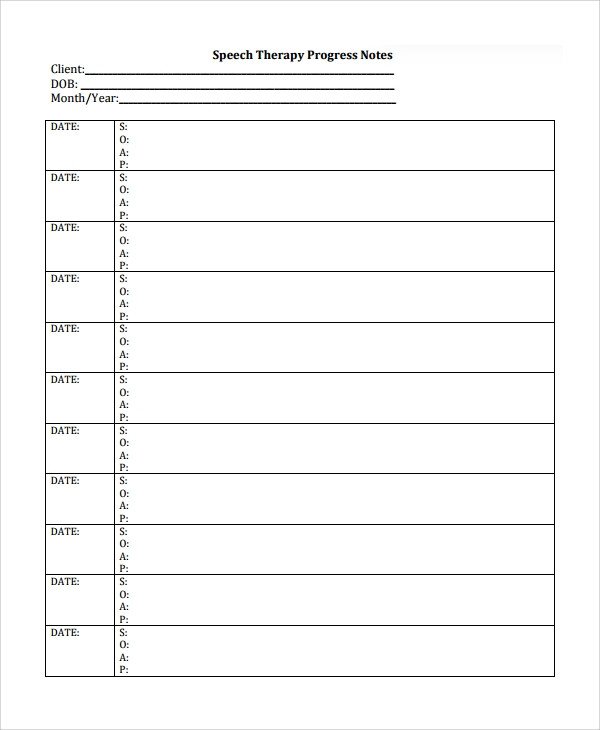 Therapist Progress Notes Template Sample therapy Note Template 5 Free Documents Download