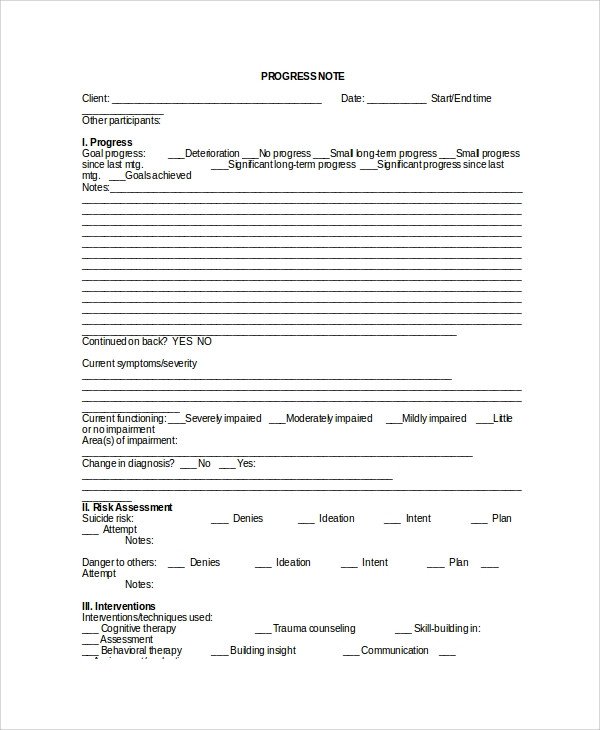 Therapist Progress Notes Template Sample therapy Note Template 5 Free Documents Download