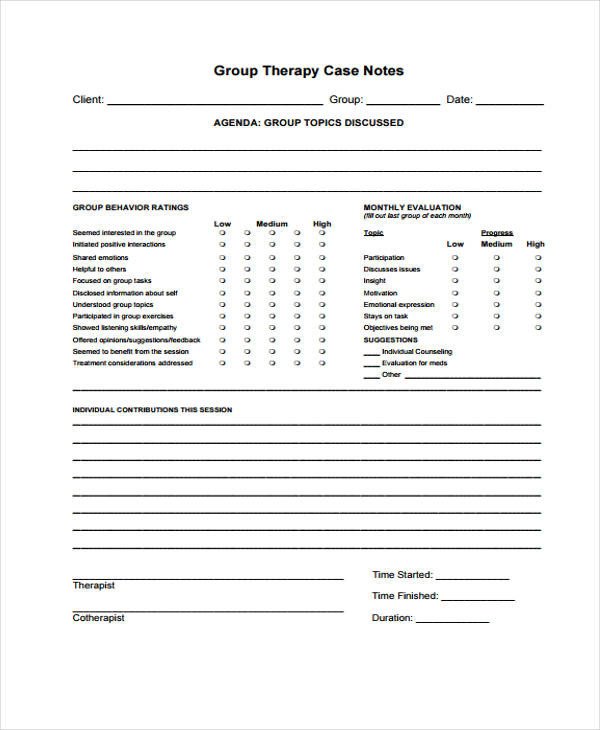Therapist Progress Notes Template therapy Note Templates 6 Free Word Pdf format Download