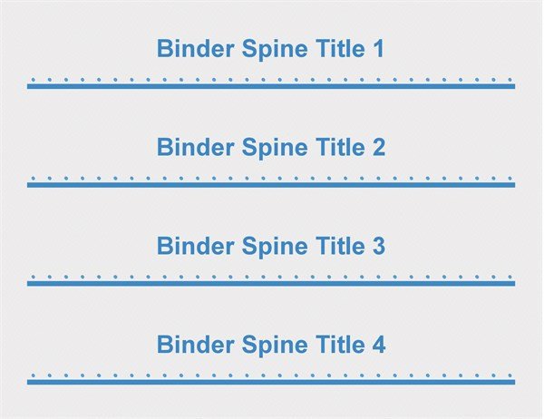 Three Ring Binder Spine Template 2" Binder Spine Inserts 4 Per Page