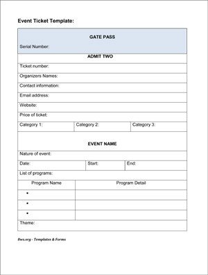 Ticket order form Template Word event Ticket Template
