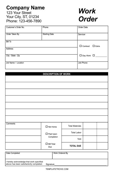 Ticket order form Template Word Work order forms