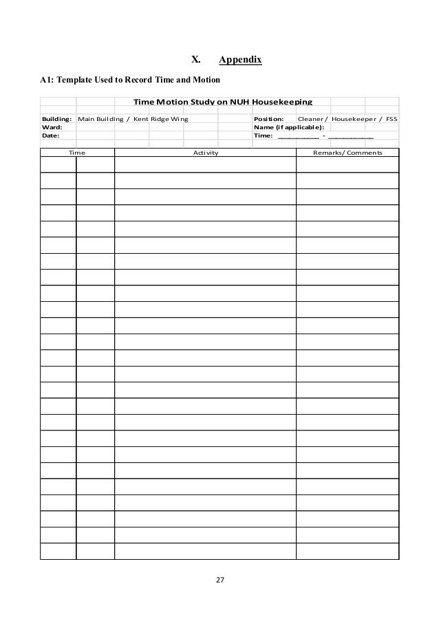 Time and Motion Study Template Time and Motion Study Report