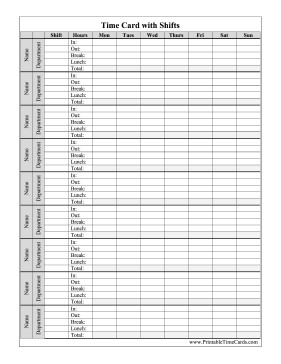 Time Card Template Free Multiple Employee Weekly Time Card Time Card