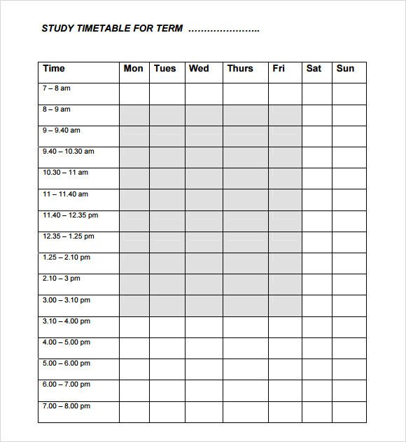 Time Study Templates Excel Sample Timetable 8 Documents In Pdf Excel
