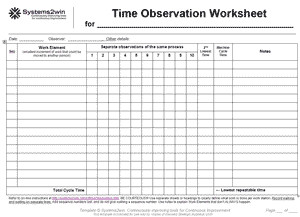Time Study Templates Excel Time Observation Worksheet for Short Process