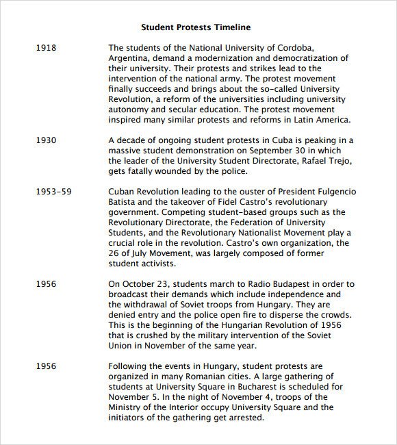 Timeline Examples for Students Sample Timeline for Student 7 Documents In Pdf