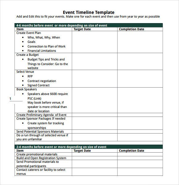 Timeline Template for Word Sample event Timeline 8 Documents In Pdf Word