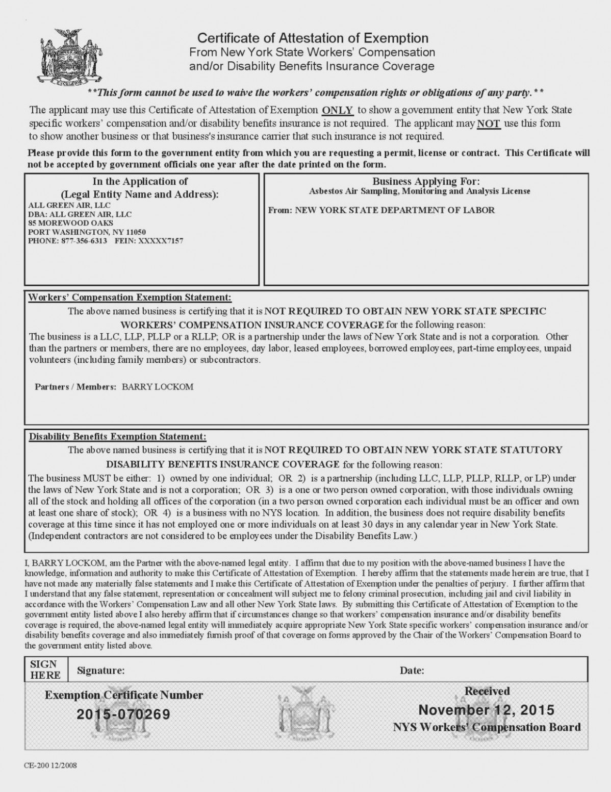 Tn Workers Comp Exemption form is Workers Pensation form Ce 11