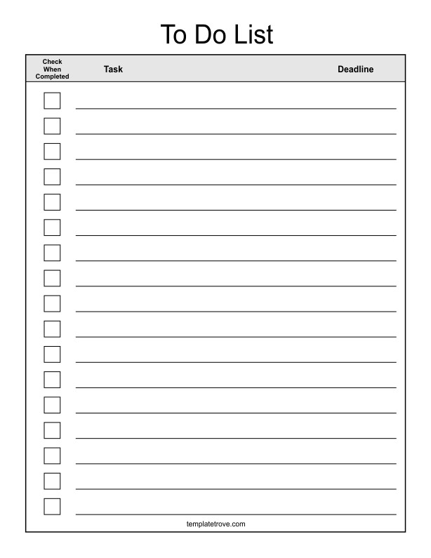 To Do List Template Word Checklist Templates