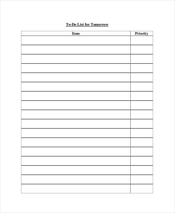 To Do List Template Word to Do List 13 Free Word Excel Pdf Documents Download