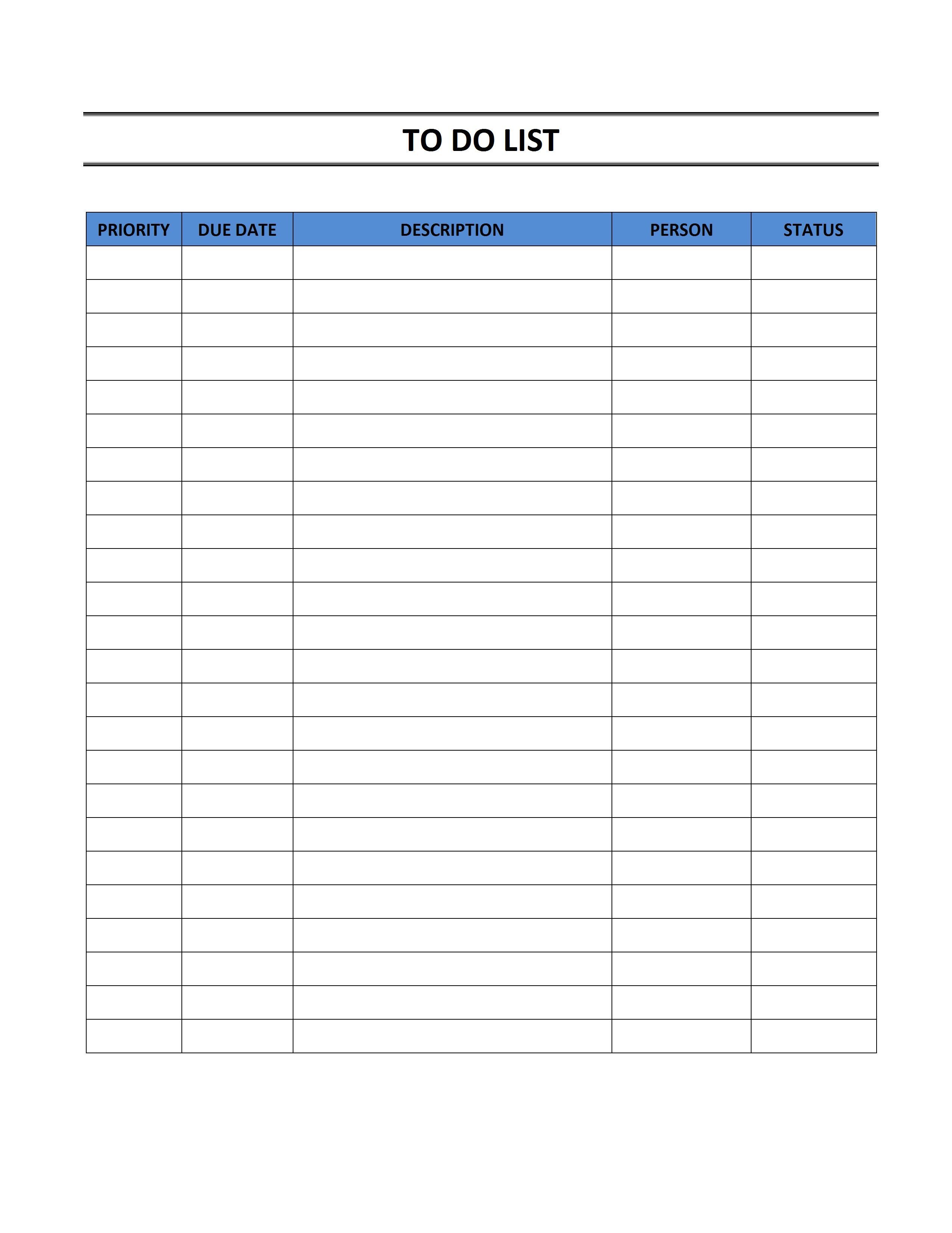 To Do List Template Word to Do List