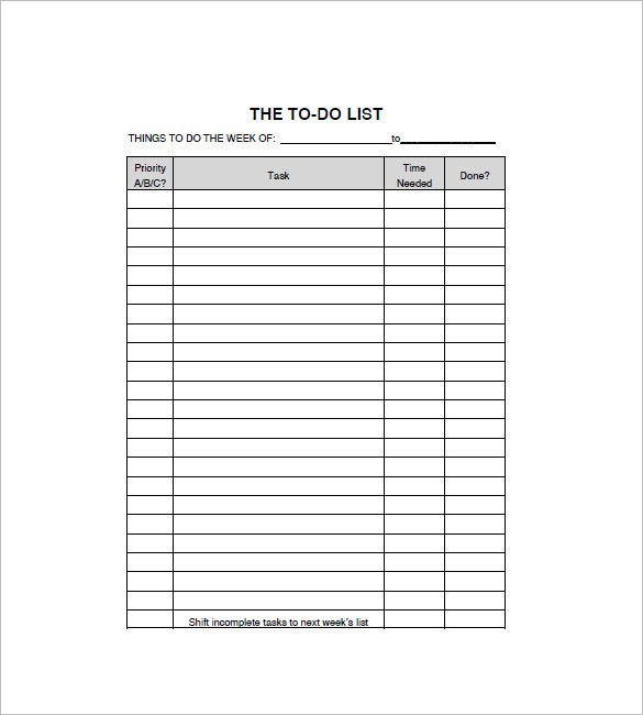 To Do List Template Word to Do List Template 12 Free Sample Example format