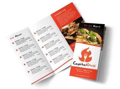 To Go Menu Template Food & Beverage Brochure Templates