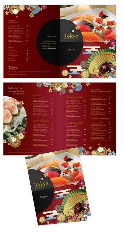 To Go Menu Template Japanese Sushi Restaurant Bi Fold to Go Menu Template