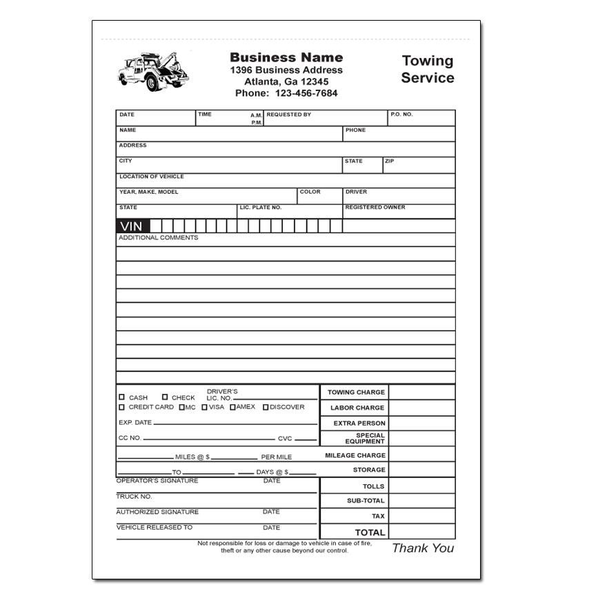 Tow Truck Receipt Template towing Pany Receipt towing Invoice Receipt