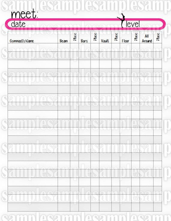 Track Meet Scoring Spreadsheet Gymnastics Meet Sheet for Scoring Full Size You by