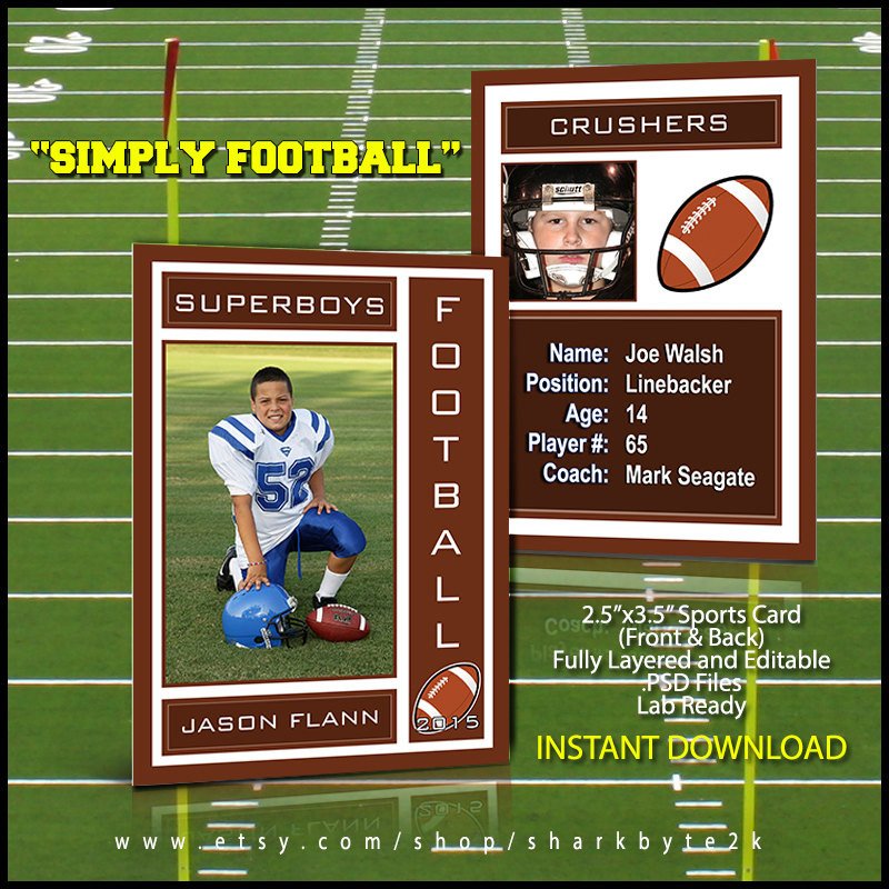 Trading Card Template Photoshop 2017 Football Sports Trading Card Template for Shop