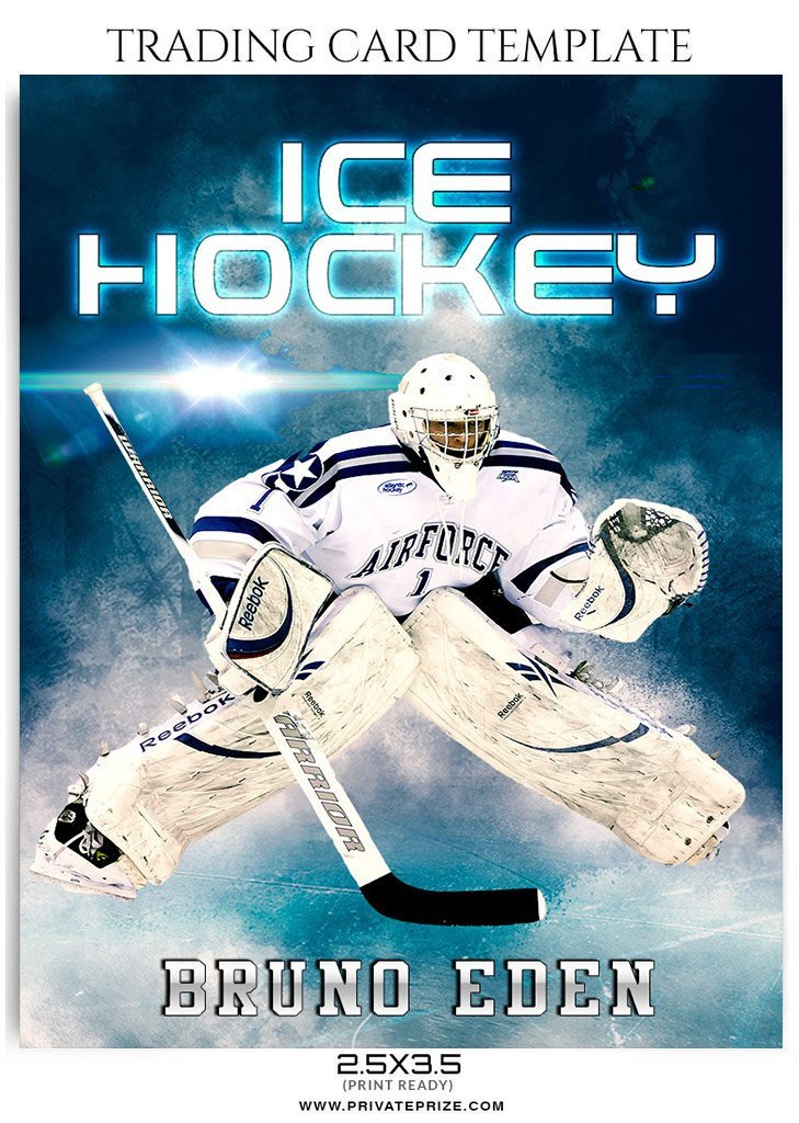 Trading Card Template Photoshop Bruno Eden Ice Hockey Sports Trading Card Shop Template