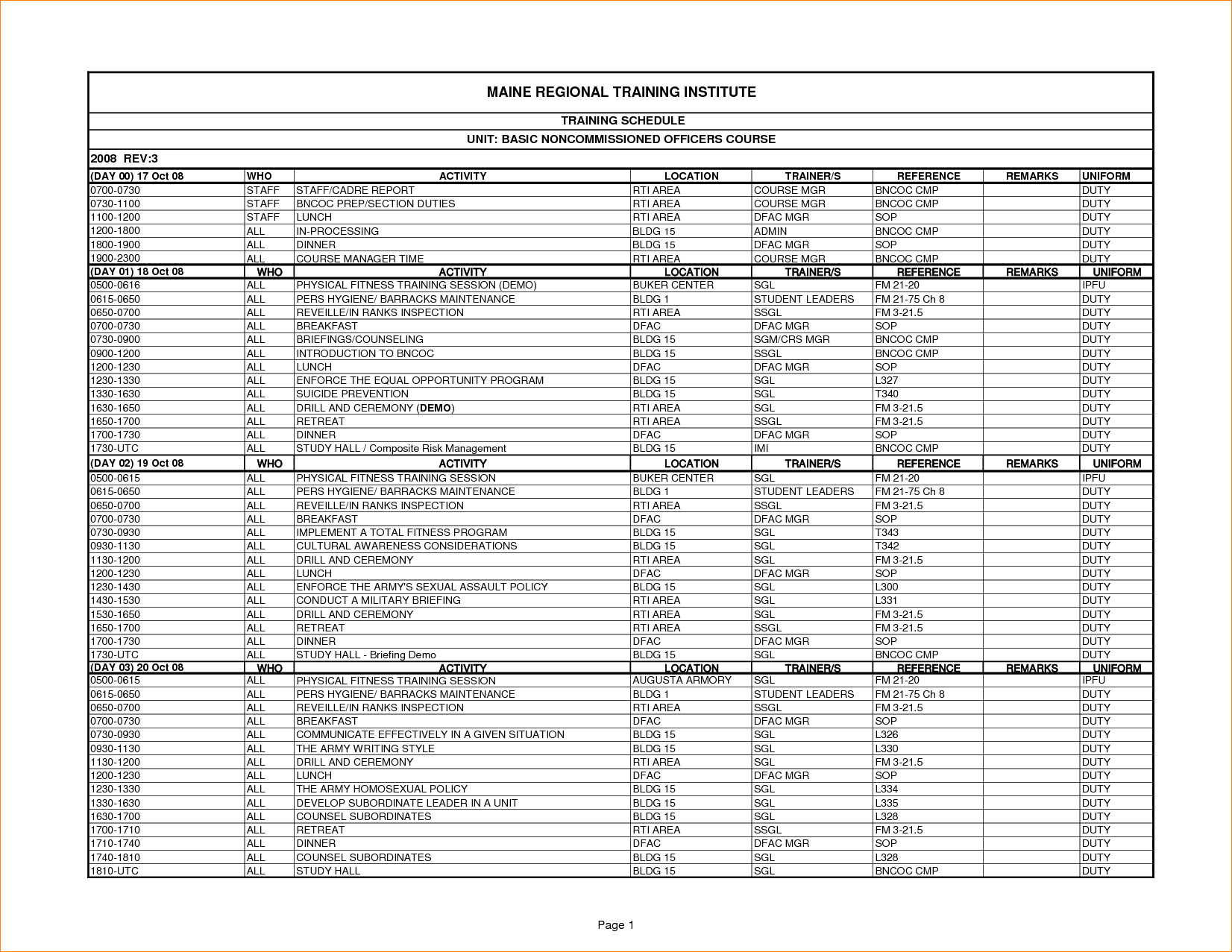 Training Plan Template Excel 28 Of Military Reserve Training Plan Template