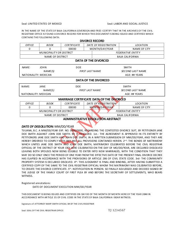 Translation Of Divorce Certificate Template Divorce Decree Translation Pdf