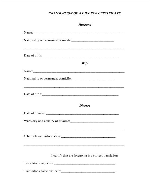 Translation Of Divorce Certificate Template Example Russian Spanish Marriage Drunk Teen Fucked