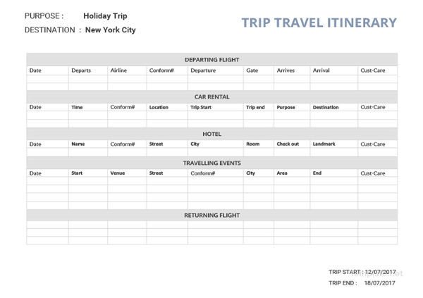 Travel Itinerary Template Google Docs 33 Travel Itinerary Templates Doc Pdf Apple Pages