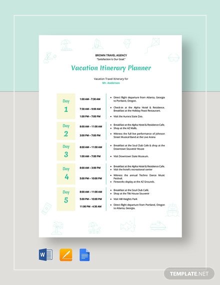 Travel Itinerary Template Google Docs 38 Free Itinerary Templates In Google Docs [download now