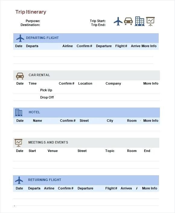 Travel Itinerary Template Google Docs Free Itinerary Templates Business Travel Template Google