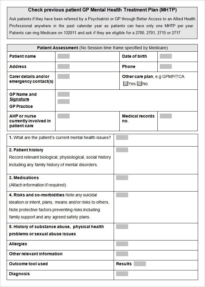 Treatment Plan Template Word Mental Health Care Plan Templates 17 Free Word Pdf