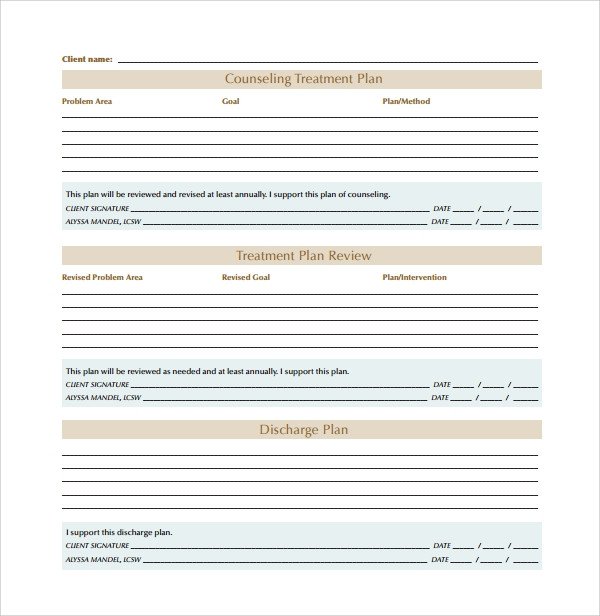 Treatment Plan Template Word Sample Treatment Plan Template 9 Free Documents In Pdf