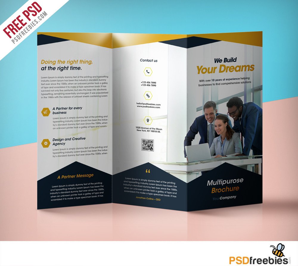 Tri Fold Brochure Template Free Professional Corporate Tri Fold Brochure Free Psd Template