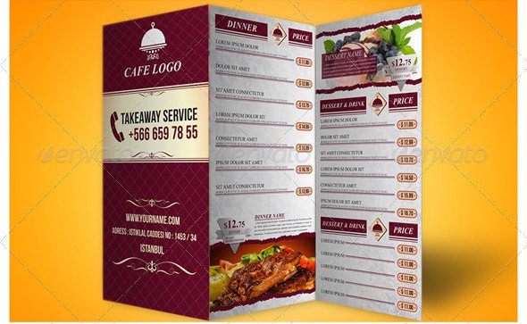 Tri Fold Menu Templates 14 Great Tri Fold Restaurant Menu Psd Templates – Design
