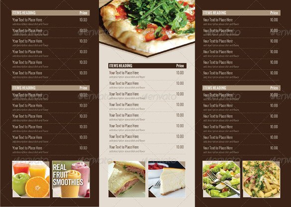 Tri Fold Menu Templates 22 Tri Fold Menu Templates – Free Sample Example format