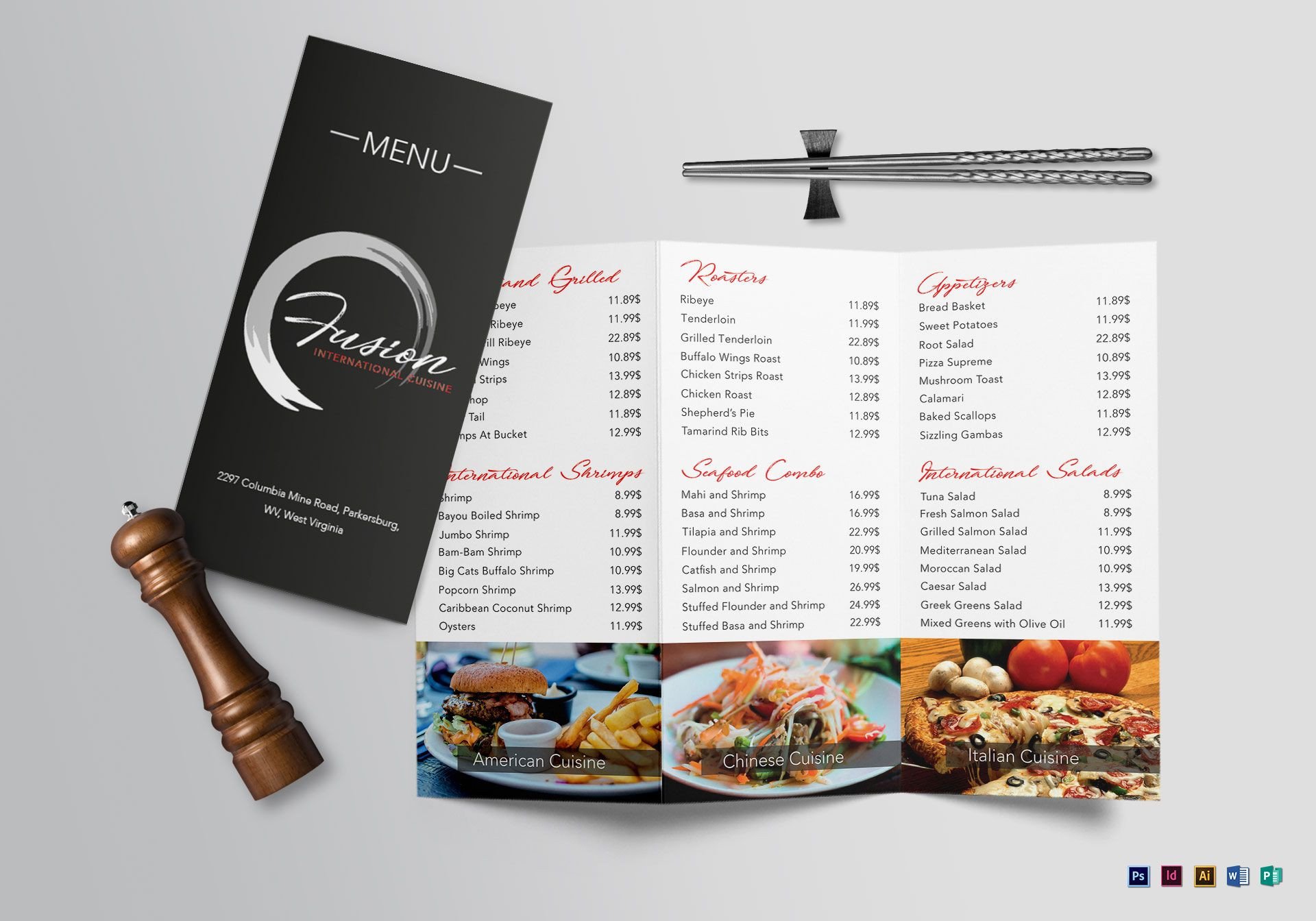 Tri Fold Menu Templates Cuisine Tri Fold Menu Design Template In Psd Word