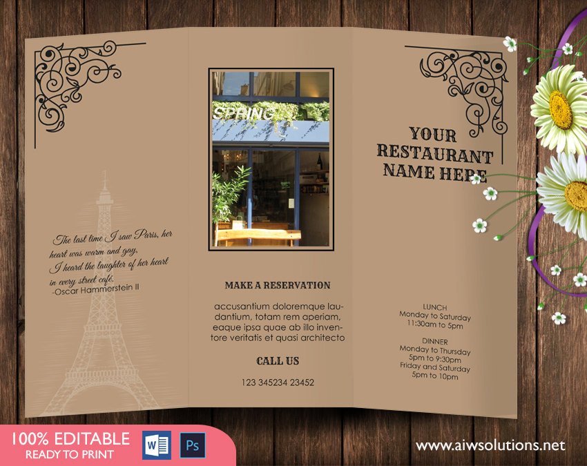 Tri Fold Menu Templates Design & Templates Tri Fold Take Out Menu Menu Templates