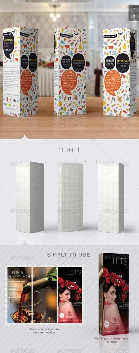 Tri Fold Table Tent Template Lots Of Mockup Psd Files Graphicriver Paper Tri Fold