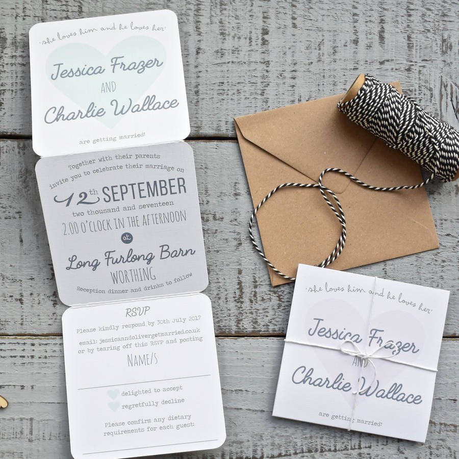 Tri Fold Wedding Invitations Heart Tri Fold Wedding Invitation On White by Paper and