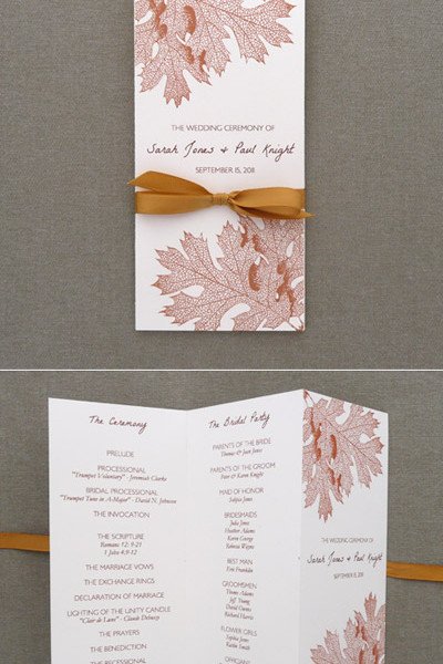 Tri Fold Wedding Programs Templates Program Template – Tri Fold Fall Leaves – Download &amp; Print