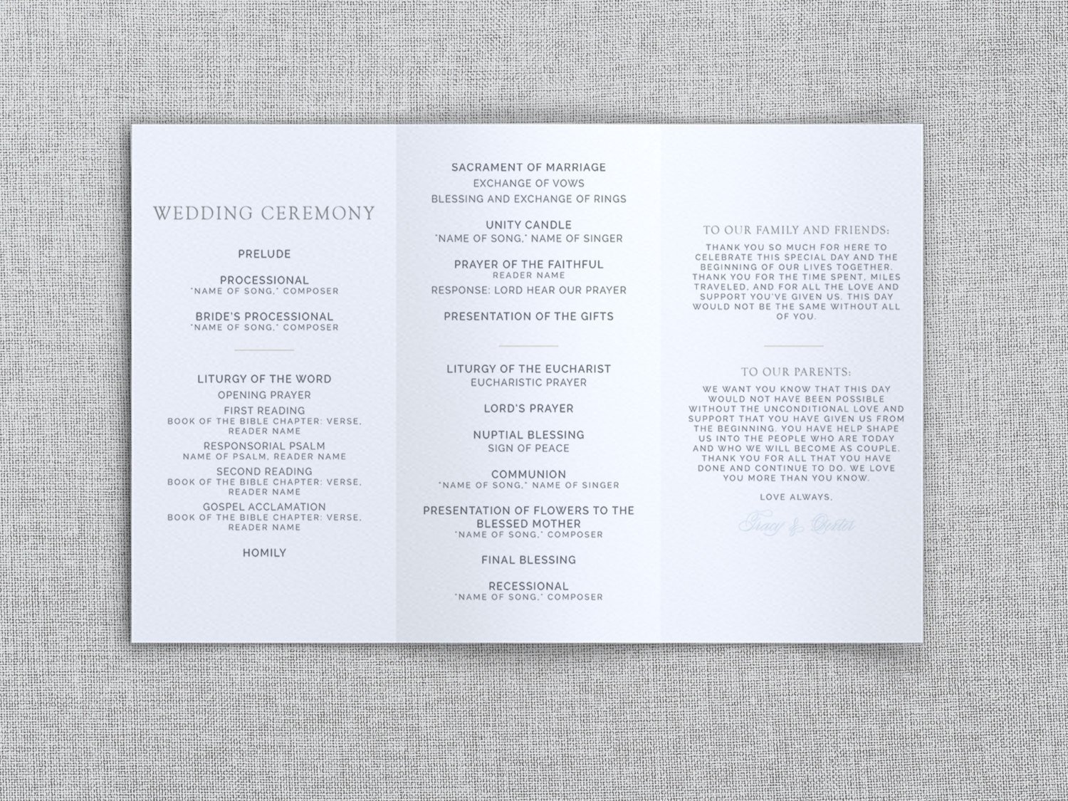 Trifold Wedding Program Templates Just My Type Wedding Tri Fold Wedding Program Template
