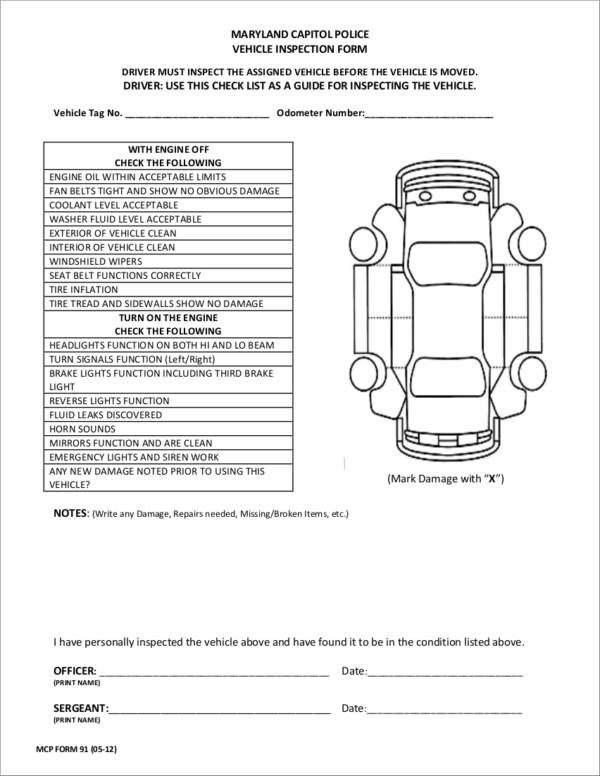 Truck Inspection form Template 21 Vehicle Checklist Samples & Templates Pdf Word format