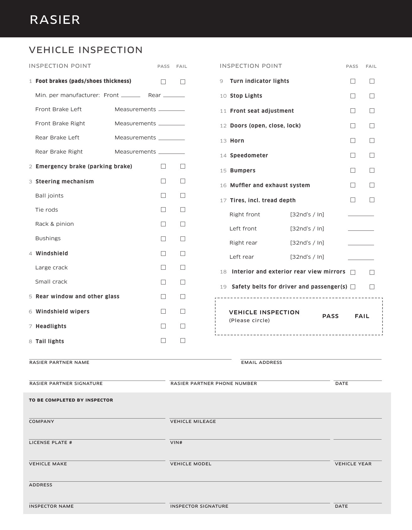 Truck Inspection form Template Download Vehicle Inspection Checklist Template