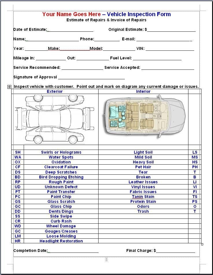 Truck Inspection form Template Mike Phillips Vif or Vehicle Inspection form
