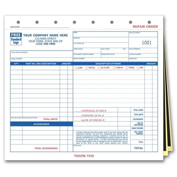 Truck Repair Invoice Template Auto Repair Invoice Work orders Receipt Printing