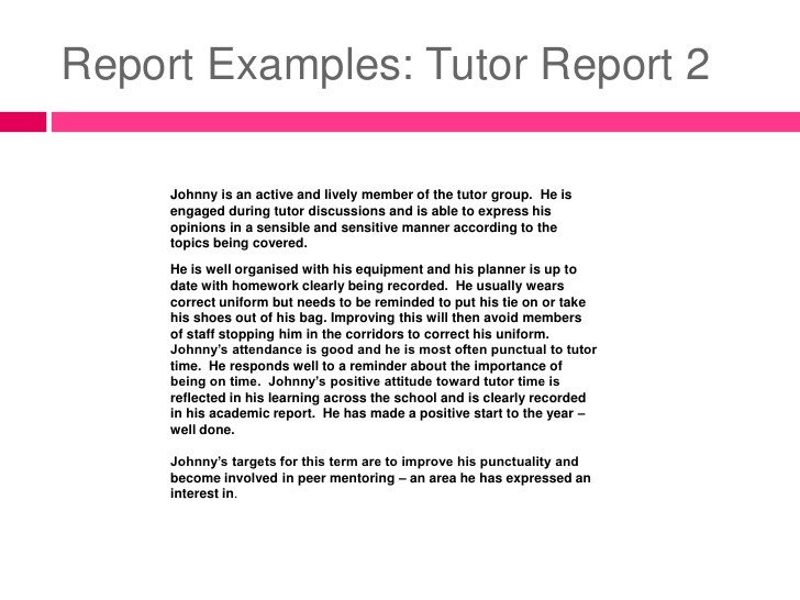 Tutoring Progress Report Template Effective Report Writing