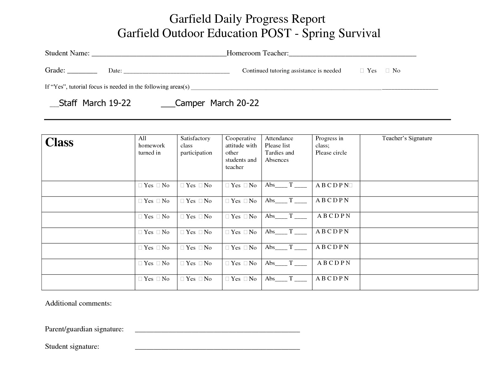 Tutoring Progress Report Template Printable Student Progress Report Template