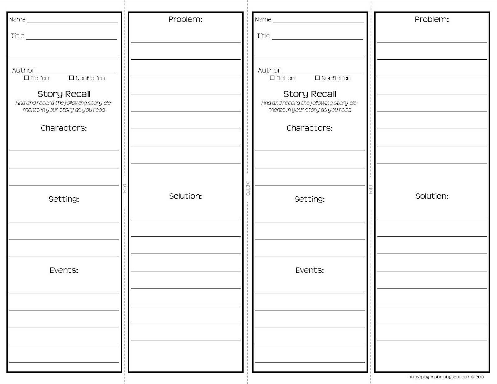 Two Sided Bookmark Template Plug N Plan Mon Core Reading Response Bookmarks