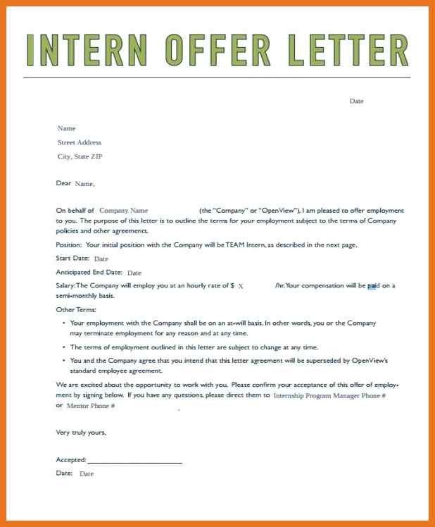 Unpaid Internship Offer Letter 5 6 Unpaid Internship Offer Letter