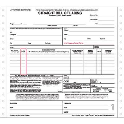 Ups Straight Bill Of Lading Straight Bill Of Lading form Pin Feed 4 Part 8 5&quot; X 8 5