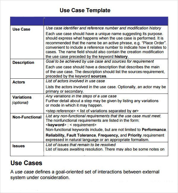Use Case Templates Word Sample Use Case 6 Documents In Word Pdf